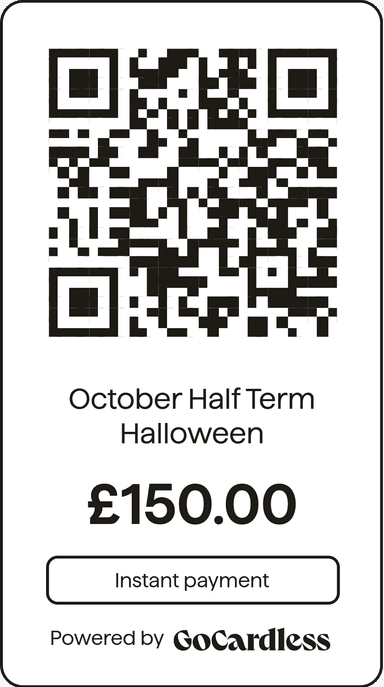 QR code for October Half Term Halloween Filmmaking Workshop payment